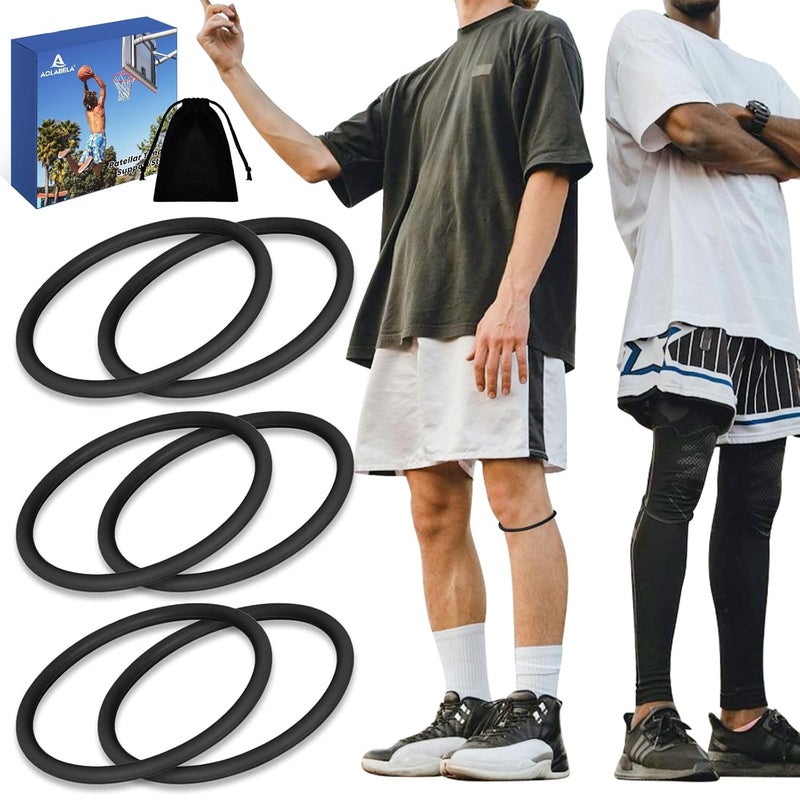 Aolabela 6PCS Patellar Tendon Knee Strap Knee Band for Knee Pain Relief Patella Band for Basketball Running Sports Breathable Patellar Tendon Support Strap (Black + Black +Black) - Image 1